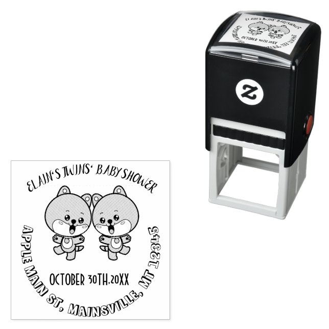 Personalized name Twins Baby Shower  Self-inking S Self-inking Stamp (In Situ)