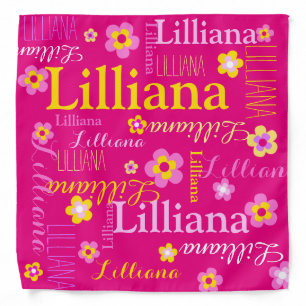 Personalized name typographic flower pink bandana