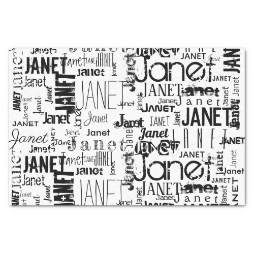 Personalized Name Typography Black Word Cloud Tissue Paper