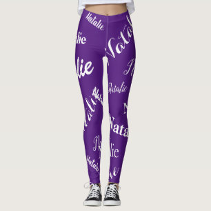 Personalized Name Typography Font Royal Purple Leggings