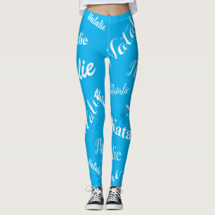 Personalized Name Typography Font Sky Blue Leggings