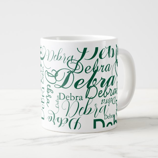 Personalized Name Typography green pattern Giant Coffee Mug (Front Right)