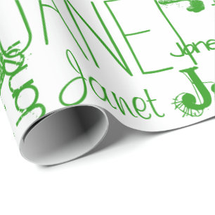 Personalized Name Typography Green Wrapping Paper