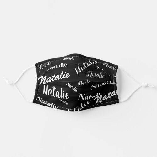 Personalized Name Typography Pattern Black White Adult Cloth Face Mask