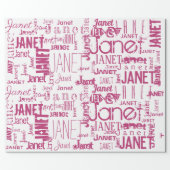 Personalized Name Typography Pink Text Word Cloud Wrapping Paper (Flat)