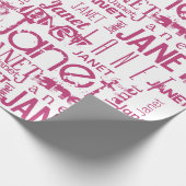 Personalized Name Typography Pink Text Word Cloud Wrapping Paper (Corner)