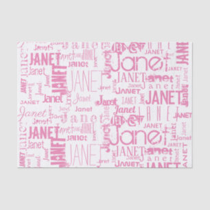 Personalized Name Typography Pink Word Cloud Tissue Paper
