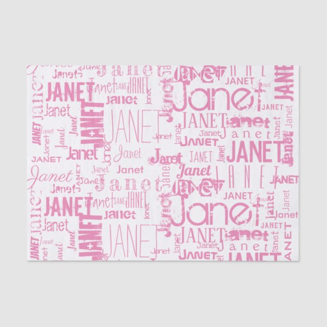 Personalized Name Typography Pink Word Cloud Tissue Paper (Front)