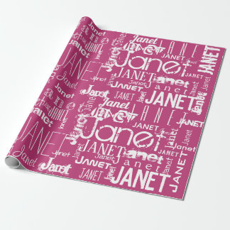 Personalized Name Typography Pink Word Cloud Wrapping Paper