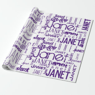 Personalized Name Typography Purple Wrapping Paper