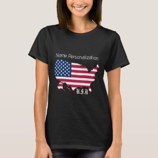 Personalized Name U.S.A. Flag and Map Patriotic