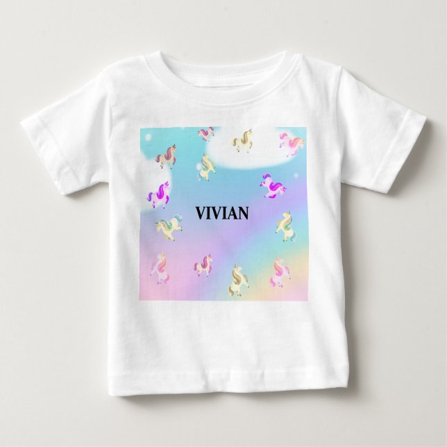 personalized name unicorn  baby T-Shirt (Front)