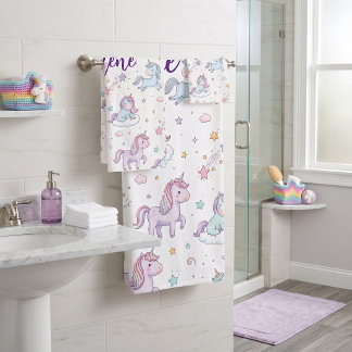 Personalized Name Unicorn Bath Towel Set