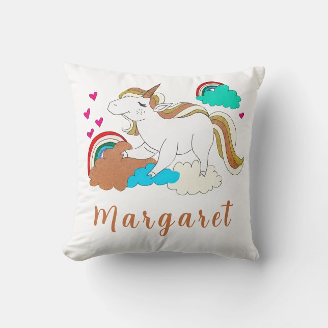 Personalized Name Unicorn birthday Throw Pillow (Front)