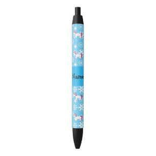 Personalized name unicorn blue snowflakes pen