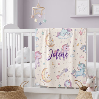 Personalized Name Unicorn Fleece Blanket