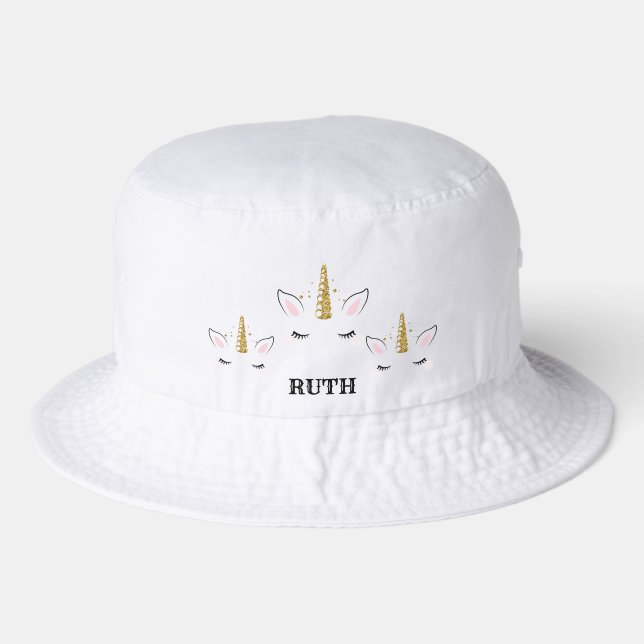 Personalized Name Unicorn Glitter Design – Custom  Bucket Hat (Front)