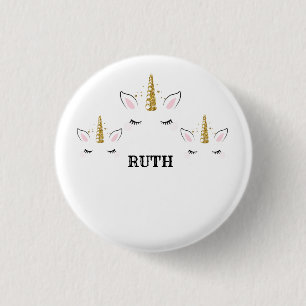Personalized Name Unicorn Glitter Design – Custom Button
