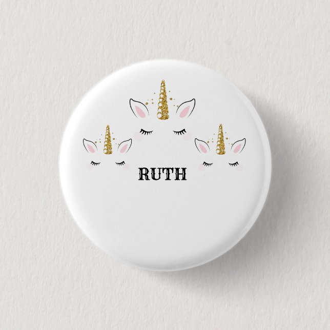 Personalized Name Unicorn Glitter Design – Custom  Button (Front)