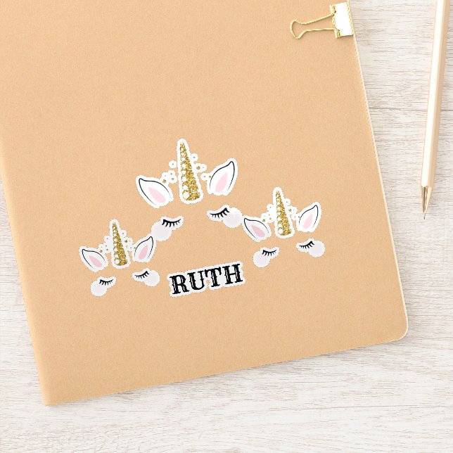 Personalized Name Unicorn Glitter Design – Custom  Sticker (Notebook)