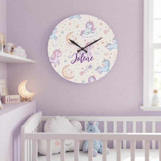 Personalized Name Unicorn  Large Clock (Creator Uploaded)