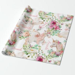 Personalized Name Unicorn Lover Pretty Wrapping Paper