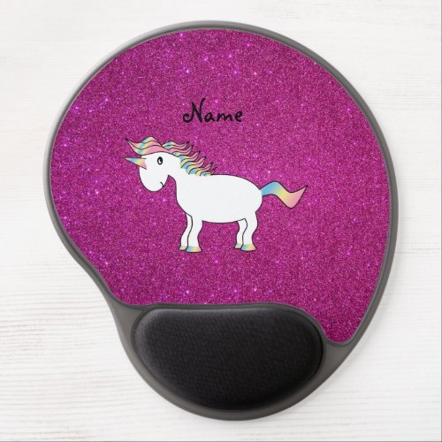 Personalized name unicorn pink glitter gel mouse pad