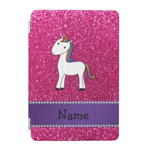 Personalized name unicorn pink glitter iPad mini cover