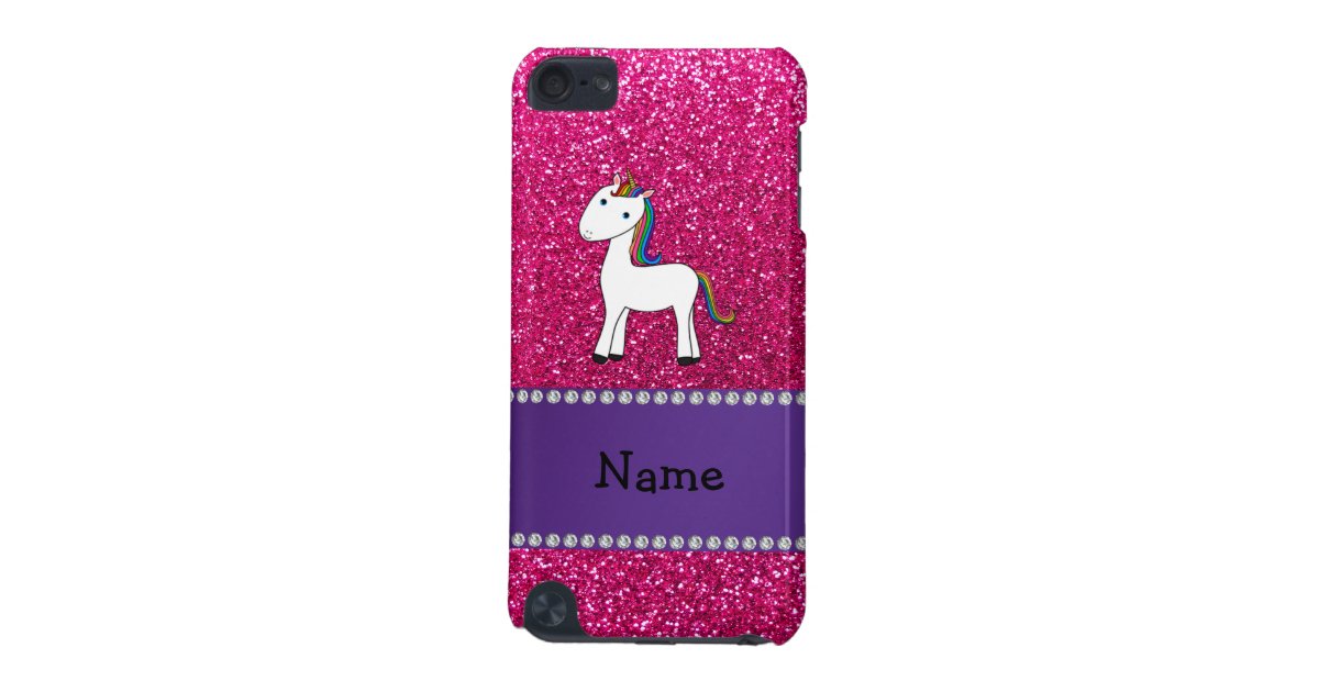 Personalized Name Unicorn Pink Glitter Ipod Touch 5th Generation