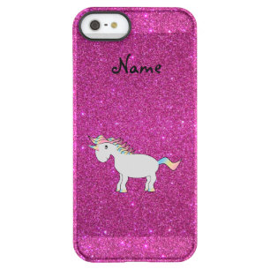 Personalized name unicorn pink glitter permafrost iPhone SE/5/5s case