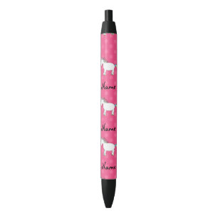 Personalized name unicorn pink polka dots pen