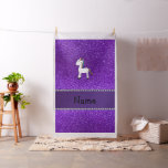 Personalized name unicorn purple glitter fabric