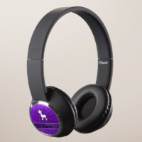 Personalized name unicorn purple glitter headphones