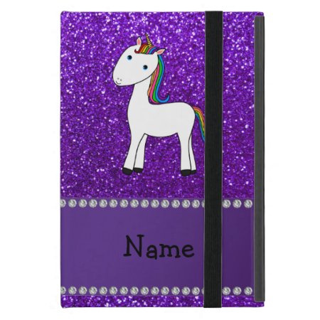 Personalized Name Unicorn Purple Glitter Ipad Mini Cover