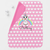 Personalized Name, Unicorn, Rainbow and Butterfly  Baby Blanket