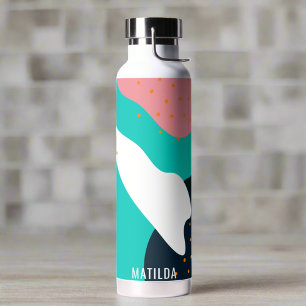 Personalized Name Unique Colorful Abstract Rainbow Water Bottle
