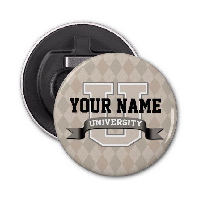 Personalized Name University Cool Funny College Bottle Opener (Front)