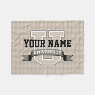 Personalized Name University Cool Funny College Fleece Blanket