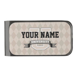 Personalized Name University Cool Funny College Gunmetal Finish Money Clip