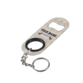 Personalized Name University Cool Funny College Keychain Bottle Opener (Back Angled)