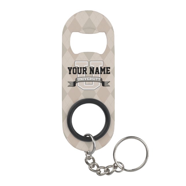 Personalized Name University Cool Funny College Keychain Bottle Opener (Back)