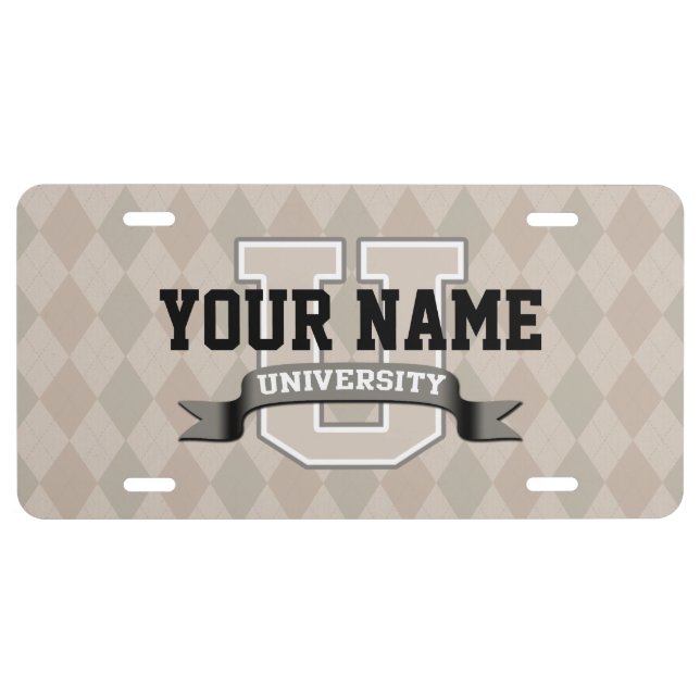 Personalized Name University Cool Funny College License Plate (Front)