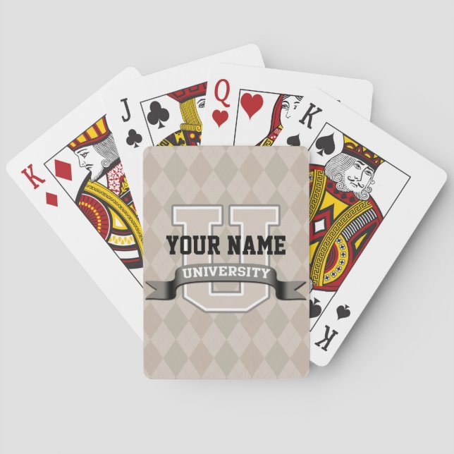 Personalized Name University Cool Funny Family Poker Cards (Back)