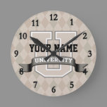 Personalized Name University Cool Funny Family Round Clock