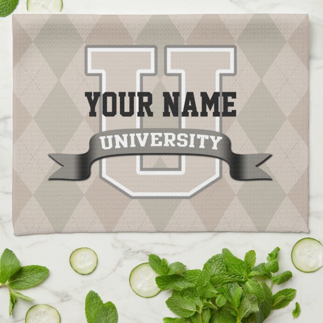 Personalized Name University Family Monogram Kitchen Towel (Folded)