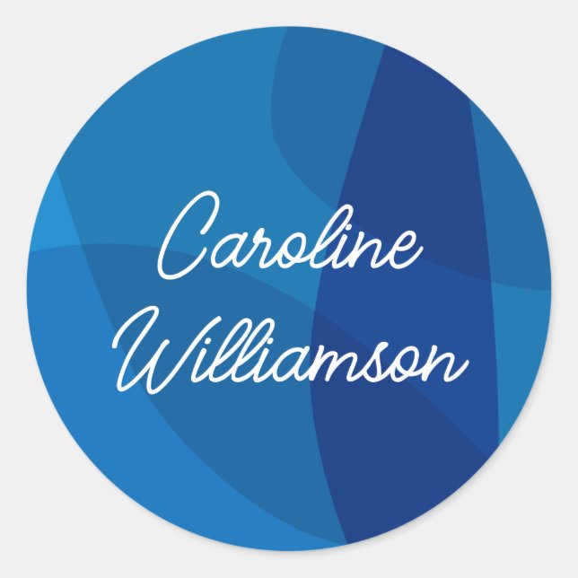 Personalized Name Vibrant Blue Favor Graduation Classic Round Sticker (Front)