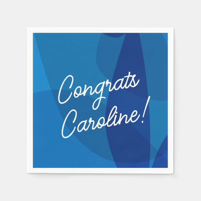 Personalized Name Vibrant Blue Favor Graduation Napkins (Front)
