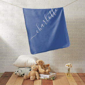 Personalized Name Vibrant Blue Handwritten Shower Baby Blanket