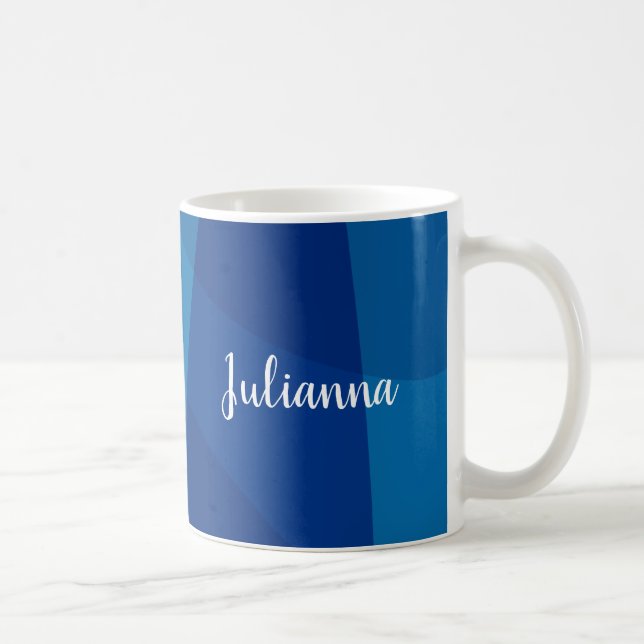 Personalized Name Vibrant Blue Modern Timeless Coffee Mug (Right)