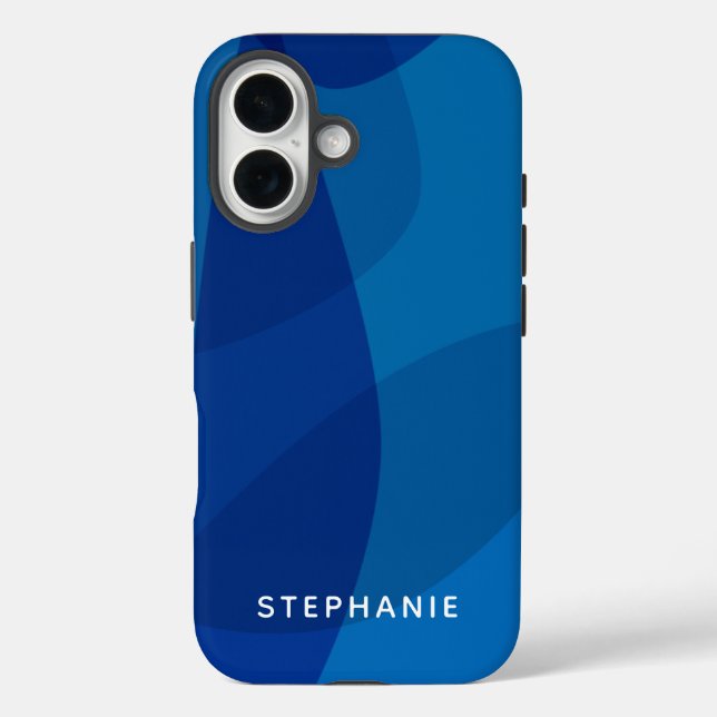 Personalized Name Vibrant Bright Modern Blue Case-Mate iPhone Case (Back)